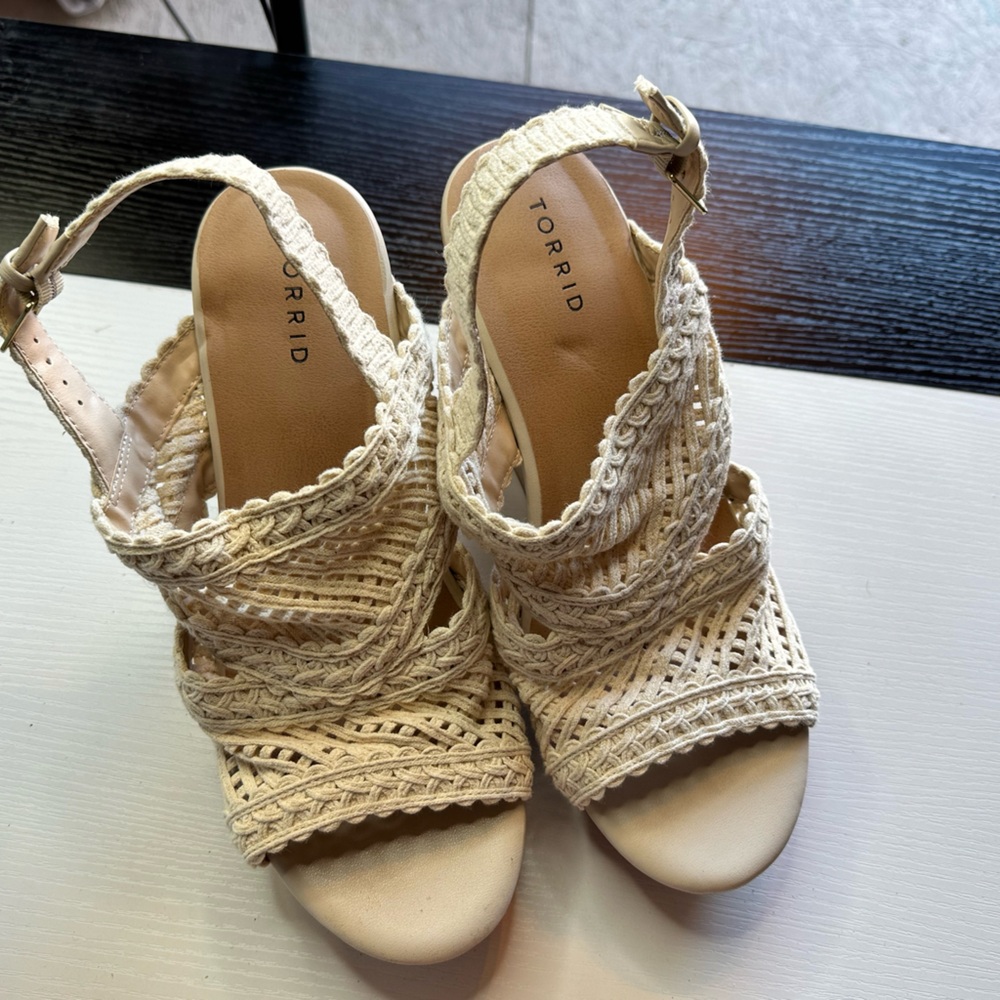 Torrid Women’s Crochet Wedge Sandals - Size 12W - $20